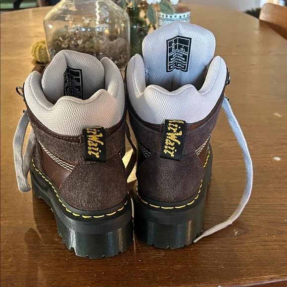 Dr. Martens Dark Brown and Cream Lace-Up Boots - Picture 6 of 6
